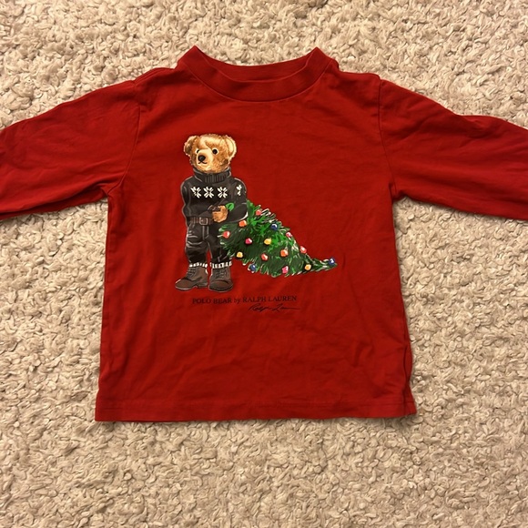 Polo Ralph Lauren Long Sleeve “Polo Bear by Ralph Lauren” Holiday Shirt Size 3T - Picture 2 of 3